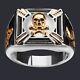 Masonic Ring Sterling Silver 925 Metal Hallo Ween Skull Jewelry Gift For Men's