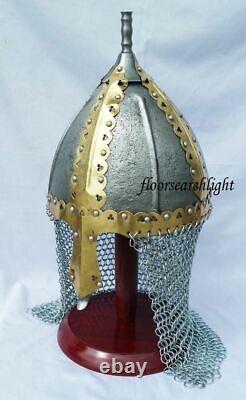 Medieval Armor Viking Helmet With Chain Mail Norman Helmet Larp Christmas Gift