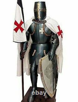 Medieval Steel Armour Black Suit Of Templar Full Body Armor Suit Christmas Gift