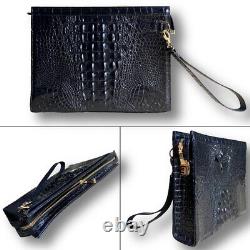 Men Black Alligator Clutch Wristlet Bag Business Secure Envelope Bag Xmas Gift