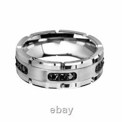 Men's Modern Full Eternity Wedding Ring 14K White Gold 2.03 Ct Simulated Diamond
