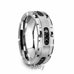 Men's Modern Full Eternity Wedding Ring 14K White Gold 2.03 Ct Simulated Diamond