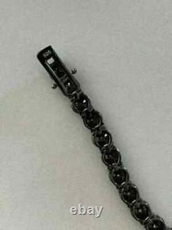 Men's Wedding Tennis Bracelet 7mm Simulated Black Diamond 14K Black Gold Plated