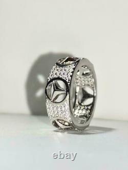 Mens 14k White Gold Over Round Cut Diamonds CROWN King Pinky Ring Special Gift