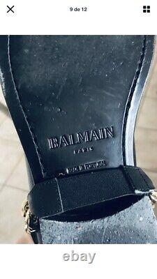 Mens Christmas gift Balmain Paris Leather Chain Embellished Ankle Boots Size 10
