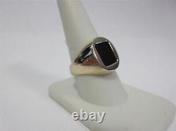 Mens Gold Ring Black Onyx 8.0ct 14K Solid Anniversary Size 9.75 R698