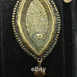 Michal Negrin Necklace Black Drop Baroque Crystals Massive Long Chain Gift Box
