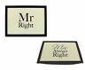 Mr Right & Mrs Always Right Bean Bag Base Padded Bed Serving Lap Tray Xmas Gift