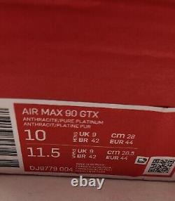 NEW Air Max 90 GTX Men's Size 10 Anthracite/Pure Platinum DJ9779 004 Fast Ship