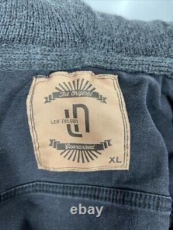 NWT Leif Nelson Black Knitted Sleeves Hooded Denim Jacket Gift LN5240 Mens SZ XL