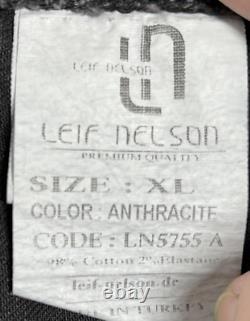 NWT Leif Nelson Black Knitted Sleeves Hooded Denim Jacket Gift LN5240 Mens SZ XL