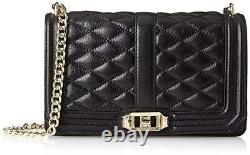 NWT REBECCA MINKOFF Love Quilted Crossbody Black/Gold Christmas Gift