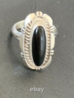 Native American Navajo Handmade Sterling Silver Black Onyx Ring Sz 6 11586 Gift