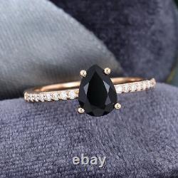 Natural Black Onyx Gems Ring, 14k Yellow Gold Ring, Anniversary Gift For Women