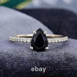 Natural Black Onyx Gems Ring, 14k Yellow Gold Ring, Anniversary Gift For Women