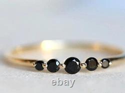 Natural Black Onyx Gemstone Ring, 14k Yellow Gold, Anniversary Ring Gift For Her