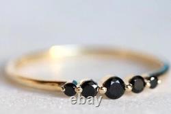 Natural Black Onyx Gemstone Ring, 14k Yellow Gold, Anniversary Ring Gift For Her