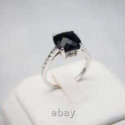 Natural Black Onyx Gemstone Sterling Silver Engagement Ring Anniversary Gift
