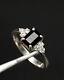 Natural Black Onyx Ring, 925 Sterling Silver, Emerald Cut, Christmas Gift For Her