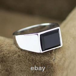 Natural Black Onyx Signet Ring, 14k Yellow Gold, Christmas Gift For Men And Women