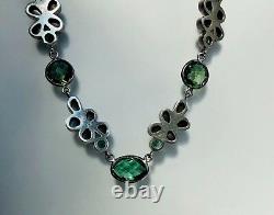 Natural Black Opal Chrome Diopside Sterling Silver Unique Vintage Necklace Gift