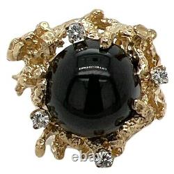 Natural Black Star Diopside Diamond 14 Karat Yellow Gold Vintage Estate Ring