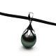 New 12.7mm Tahitian Black Pearl Pendant Necklace Pacific Pearls Christmas Gifts