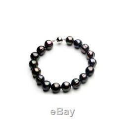 New 12mm Black Baroque Freshwater Pearl Bracelet Pacific Pearls Christmas Gifts