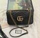 New Gucci Marmont Black Leather Small Gg Chain Shoulder Bag Xmas Gift