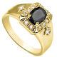 New Men Black Onyx Ring Sz Father Xmas Gift Gold Plated Silver