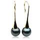 New Pacific Pearls 13mm Tahitian Black Pearl Gold Drop Earrings Christmas Gifts