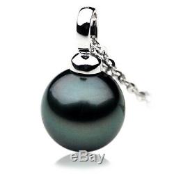 New Tahitian Black Pearl Pendant White Gold 13mm Pacific Pearls Christmas Gifts