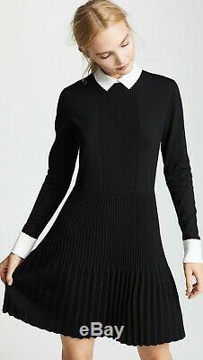 New Tory Burch Sabina dress collar knit women holiday gift sz L black white
