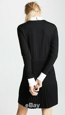 New Tory Burch Sabina dress collar knit women holiday gift sz L black white
