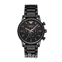 New Xmas Gift Emporio Armani Ar1509 Mens Black Ceramic Watch, Coa 2 Y Warranty