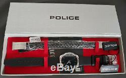 New Xmas Gift Set Men's Police Pl. 13816js/02 Silver Black Watch, Bracelet