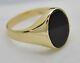Oval Close Black Onyx Signet Solid 14k Yellow Gold Plated Ring For Gift