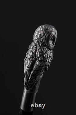 Owl Hand Carved Wooden Walking Stick Owl Handle Walking Cane Christmas Gift Uy3
