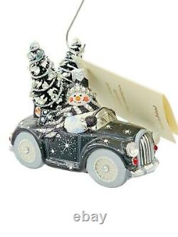Patricia Breen Joy Ride Black Silver Snowman Jeweled Christmas Holiday Ornament