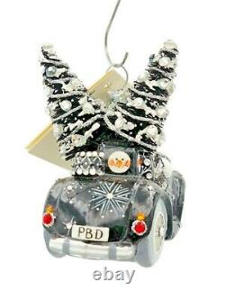 Patricia Breen Joy Ride Black Silver Snowman Jeweled Christmas Holiday Ornament