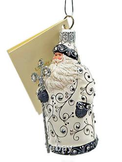 Patricia Breen Miniature Century Santa Quilling Black Christmas Tree Ornament