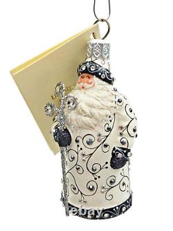 Patricia Breen Miniature Century Santa Quilling Black Christmas Tree Ornament