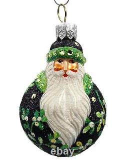 Patricia Breen Miniature Santa du Monde Black Mistletoe Christmas Tree Ornament