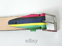 Paul Smith New Tags Waist 36 Men's Cycle Stripe Black Leather Belt Gift Box