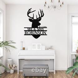Personalized Deer Metal Wall Art Sign Home Decor Signs Birthday Christmas Gifts