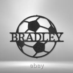 Personalized Name Soccer Lover Metal Wall Decor Birthday Gift Christmas Present