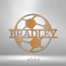 Personalized Name Soccer Lover Metal Wall Decor Birthday Gift Christmas Present