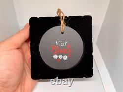 QTY 12- Merry Bunco Distressed SLATE Stone Christmas Ornaments FREE Gift Box