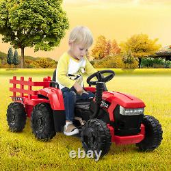Ride on Tractor with Detachable Trailer, Kids Truck Car Toy 12V Christmas Gift