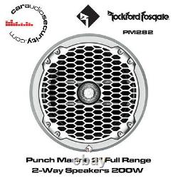 Rockford Fosgate PM282 Punch Marine 8 Full Range 2-Way Speakers White 200W
